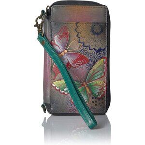 Women's Hand-Painted Leather Smartphone Case & Wallet Butterfly Paradise Stylish